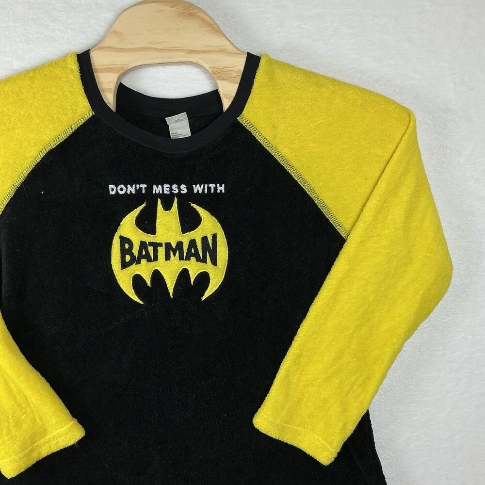 Boys Batman Logo Black Fleece Long Sleeve T-Shirt Size M (8–10)